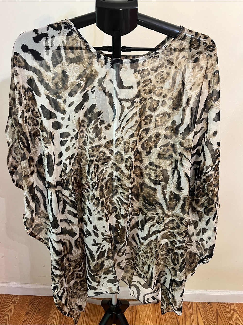 NWT American Leisure Women’s Sheer Animal Print Coverup - Brown/Black